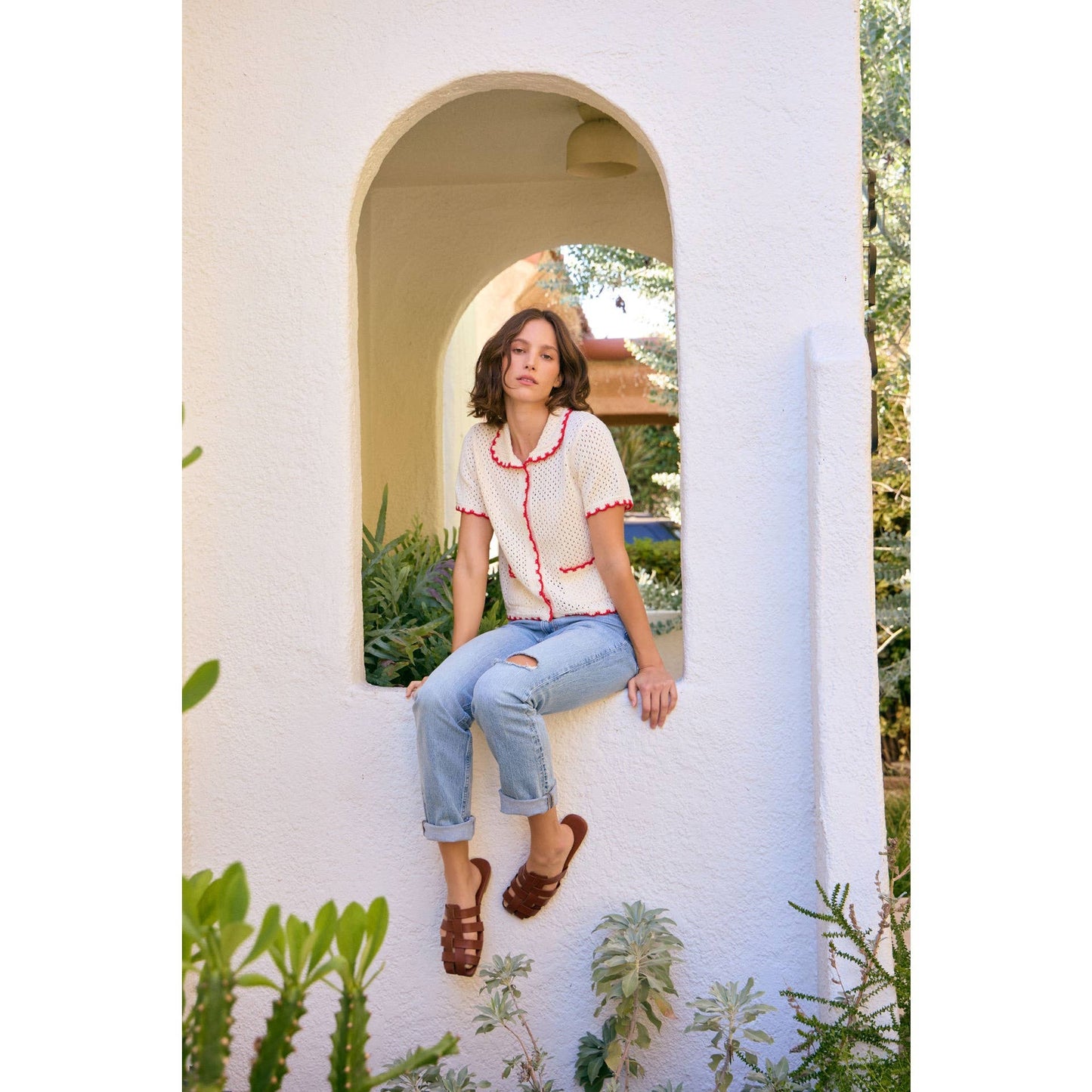 Scallop Button-Down Sweater
