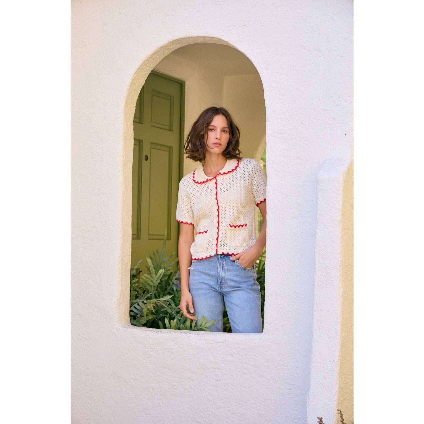Scallop Button-Down Sweater