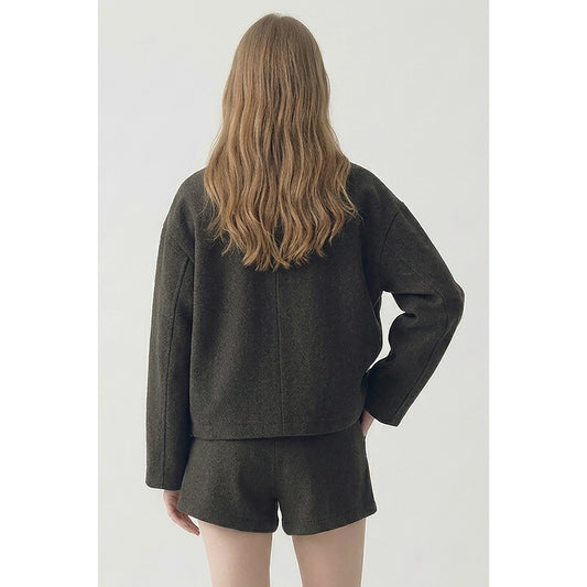 Front Zip Wool Jacket