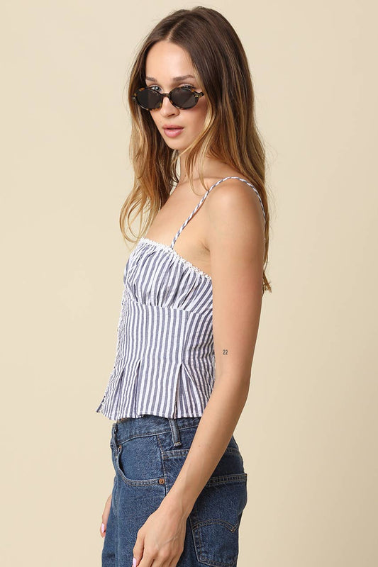 Taryn Pinstripe Peplum Cami Top