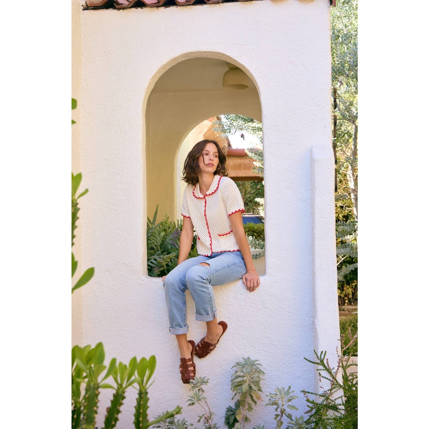 Scallop Button-Down Sweater