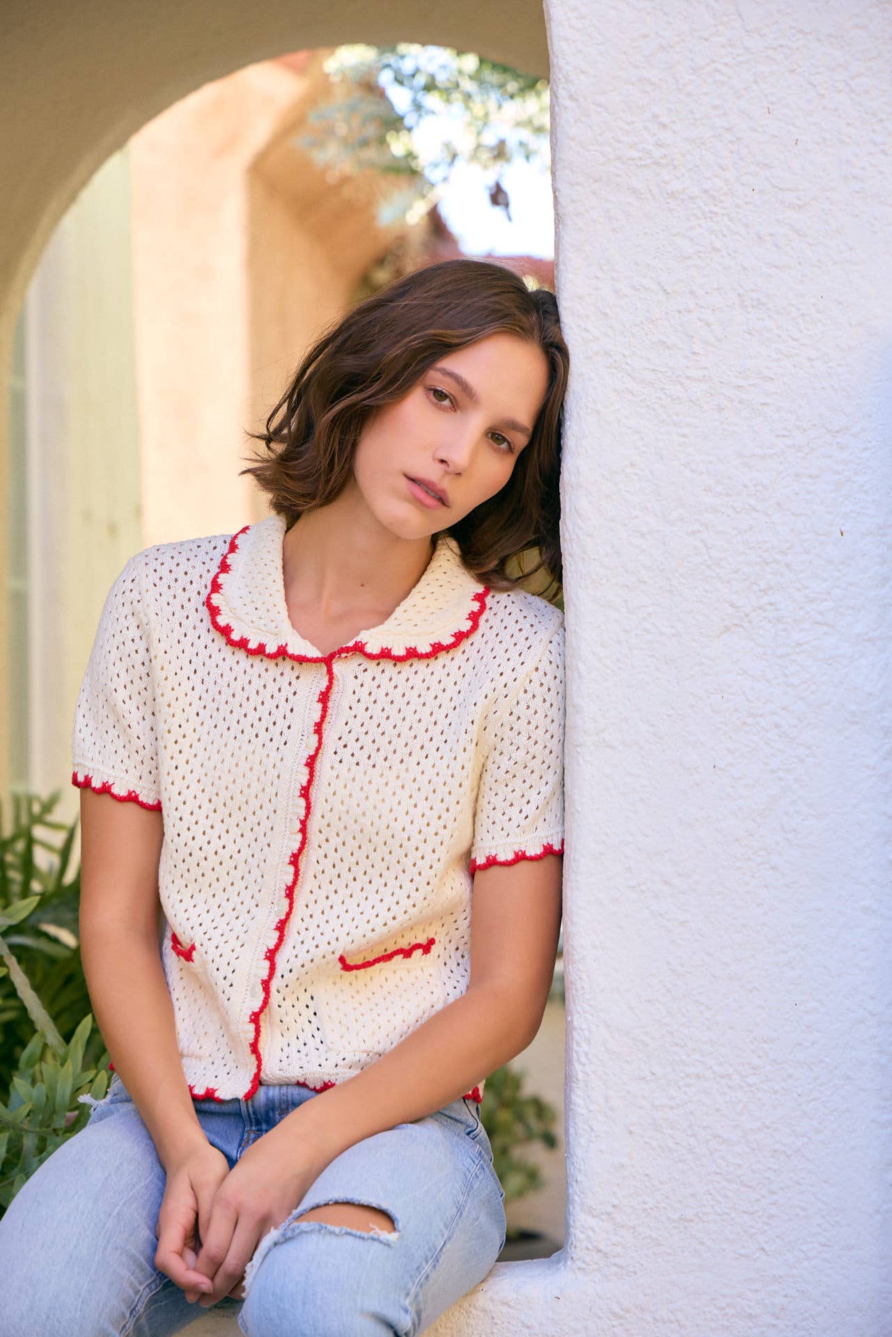 Scallop Button-Down Sweater