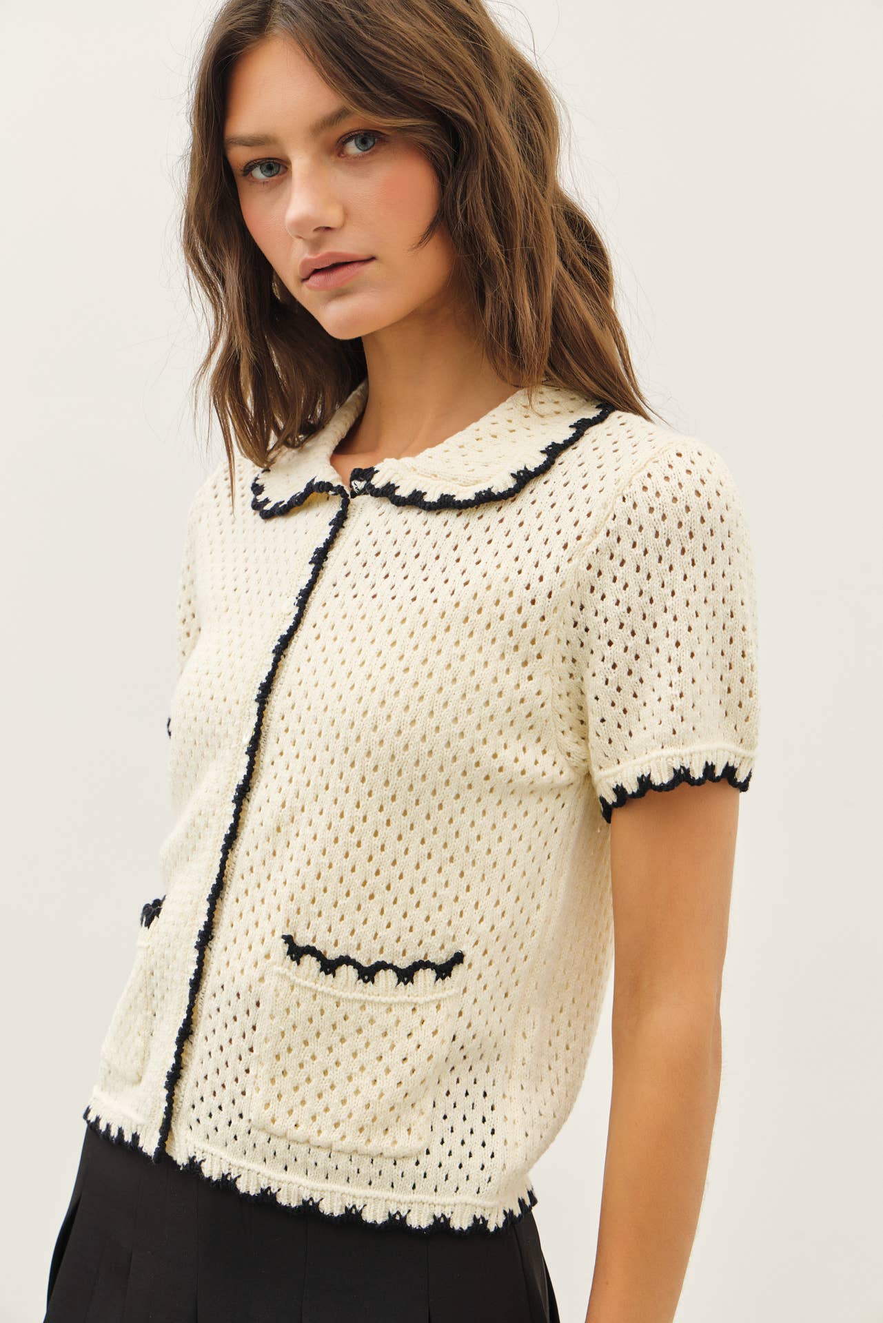 Scallop Button-Down Sweater