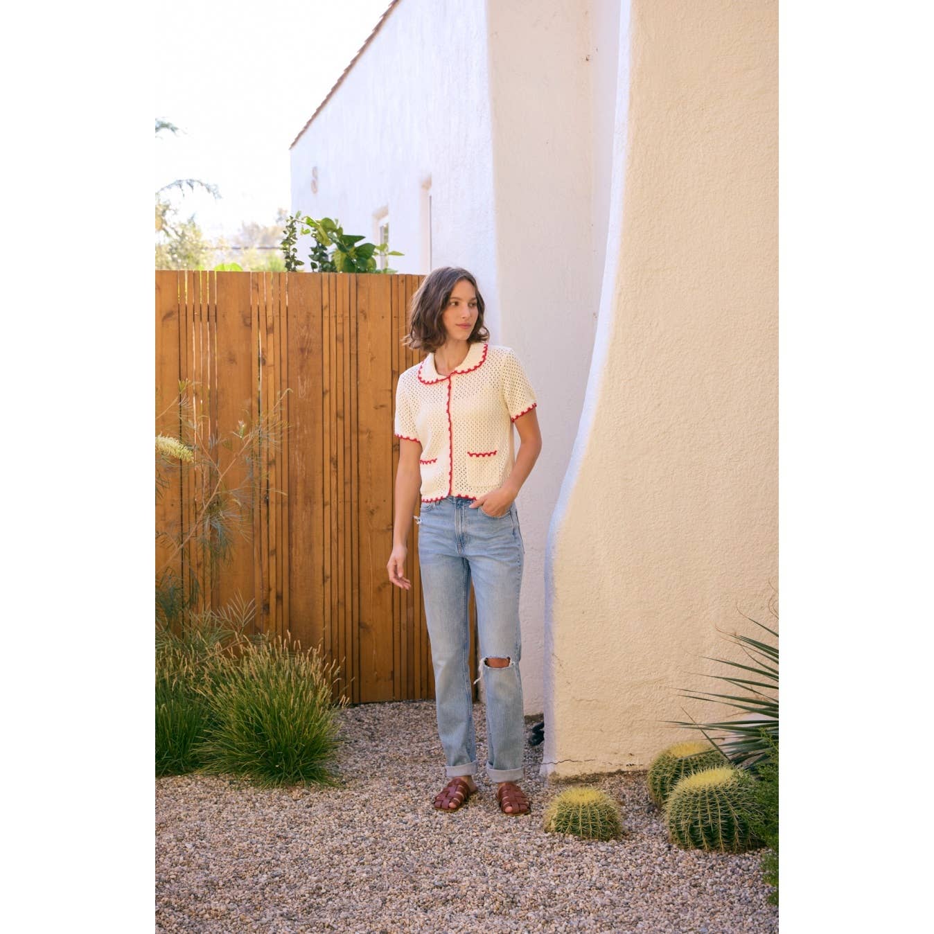 Scallop Button-Down Sweater