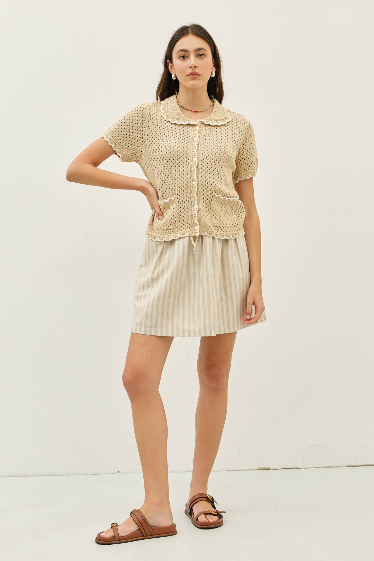 Scallop Button-Down Sweater