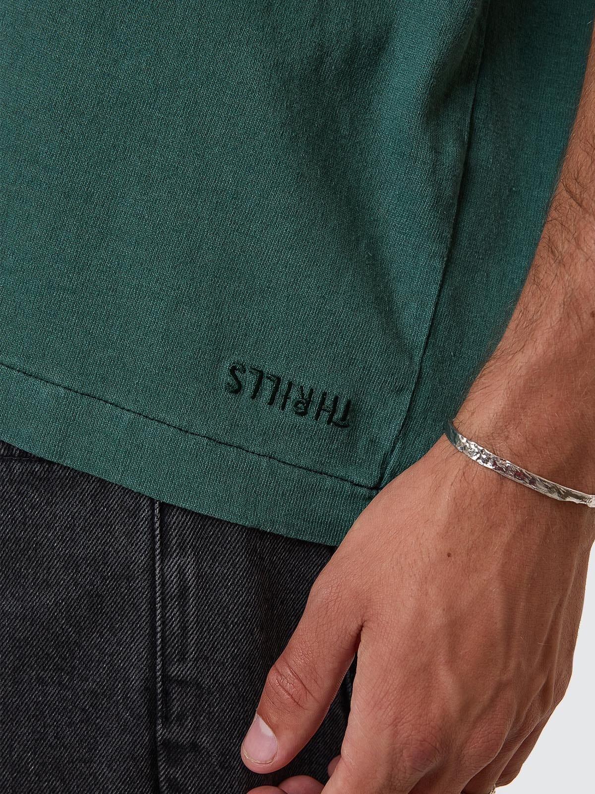Thrills - Hemp Embro Contrast Stitch Boxy Crop Tee