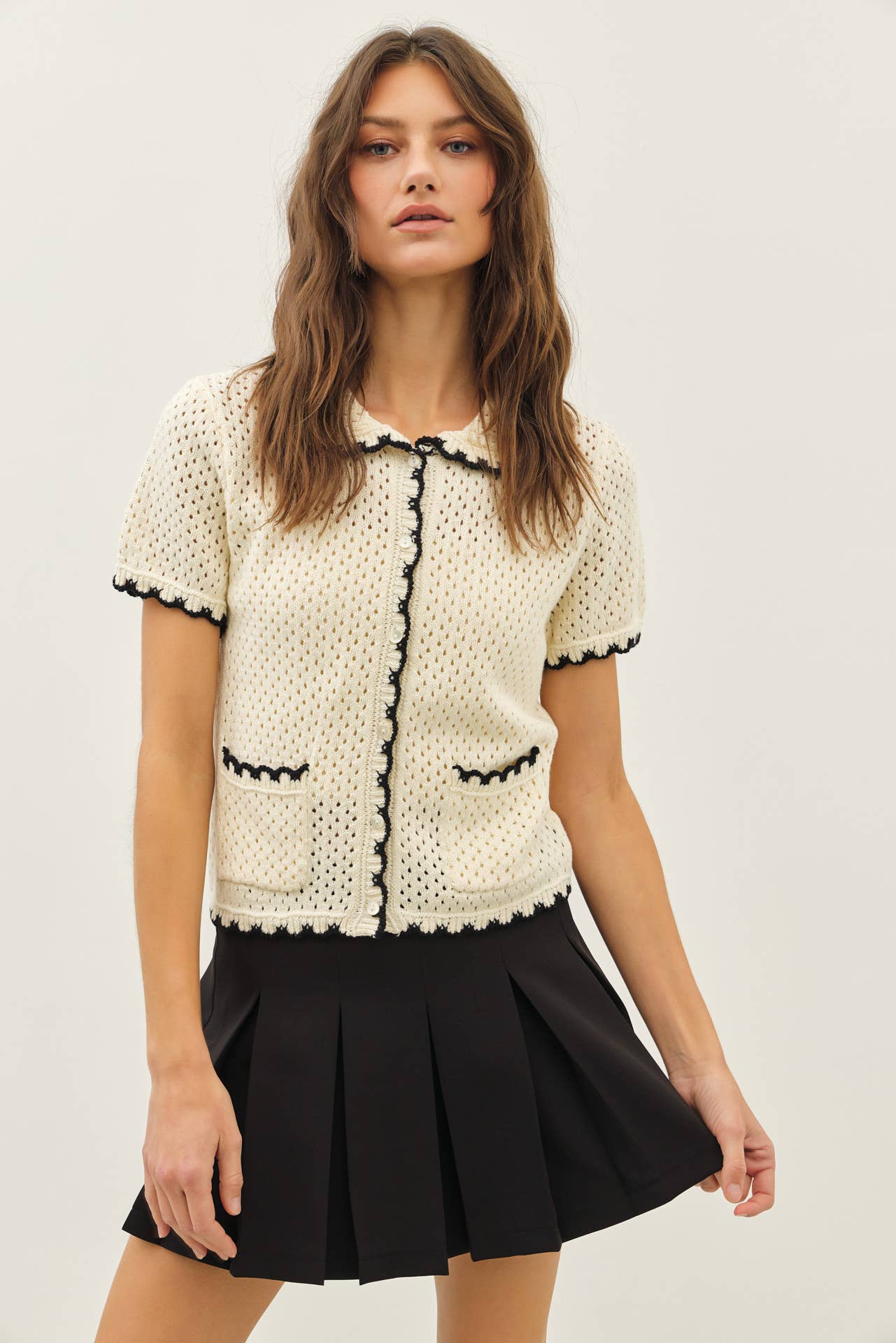 Scallop Button-Down Sweater