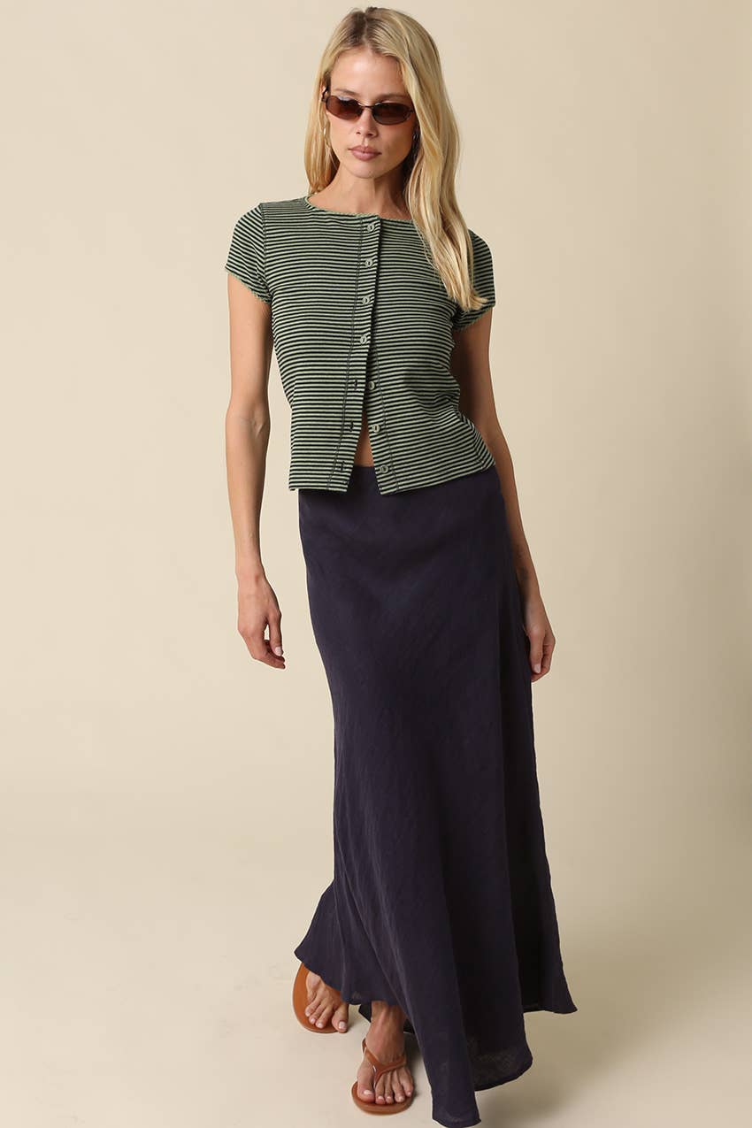 Tahni Striped Button-Front Top