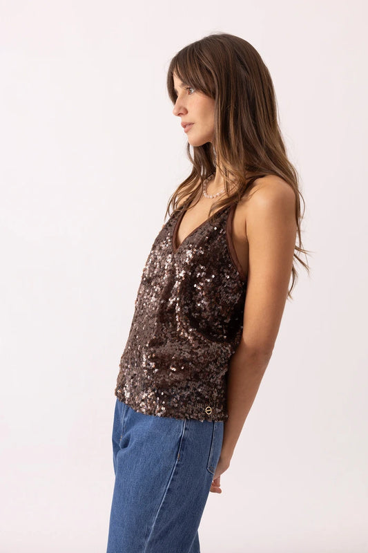 Lanador Hanna Sequin Top