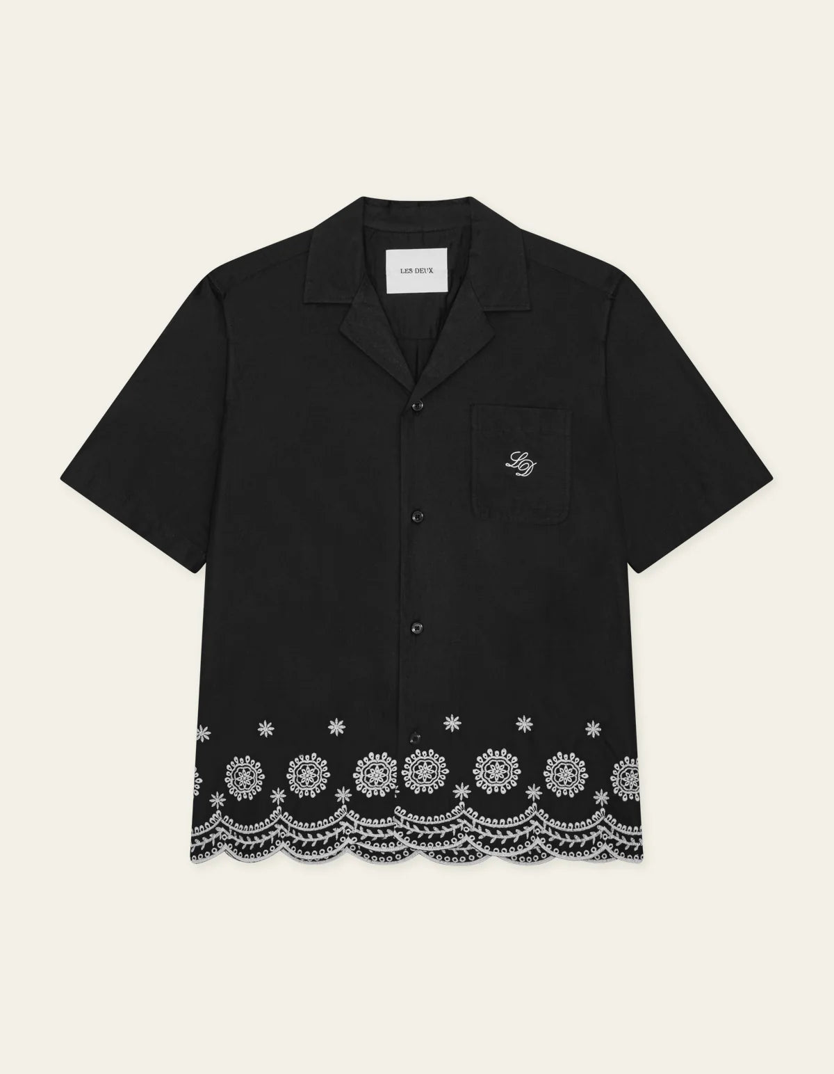 Les Deux - Border Embroidery Shirt Black