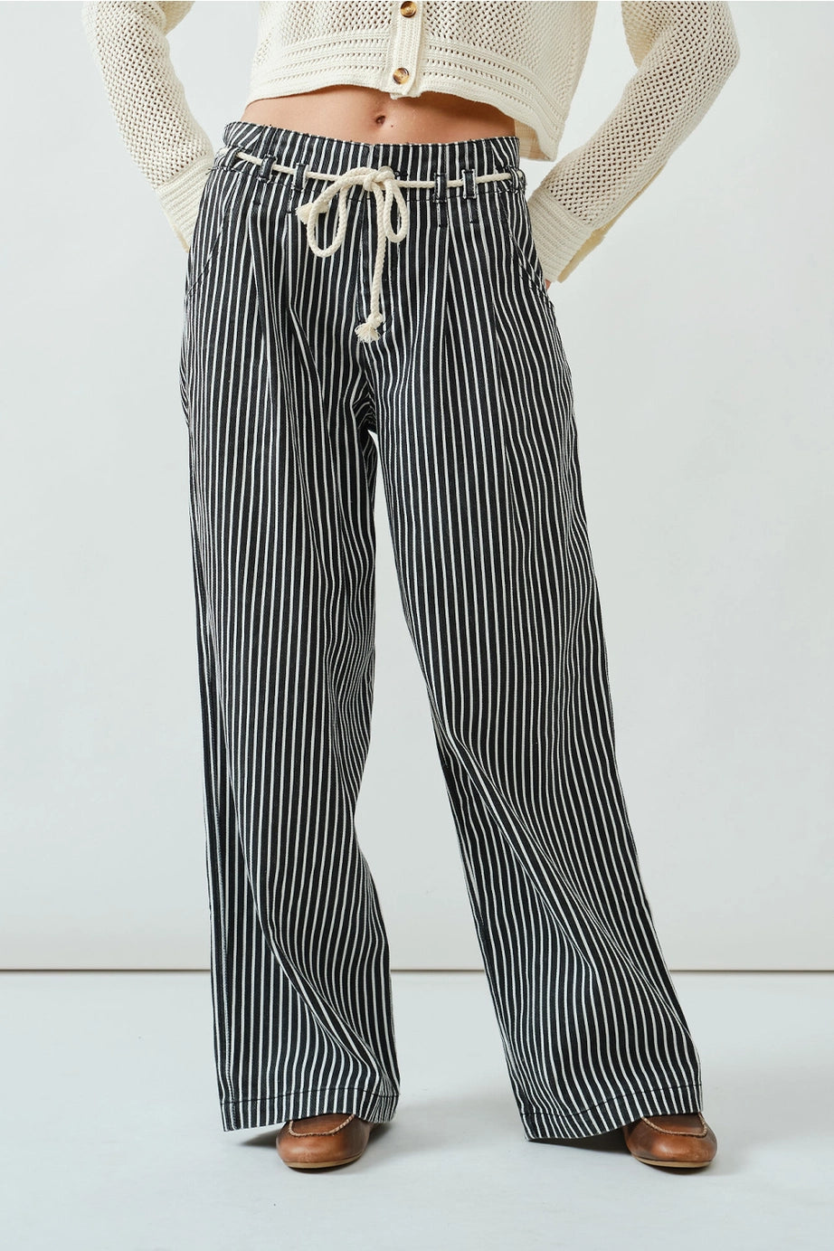 Madison Twill Wide-Leg Pants
