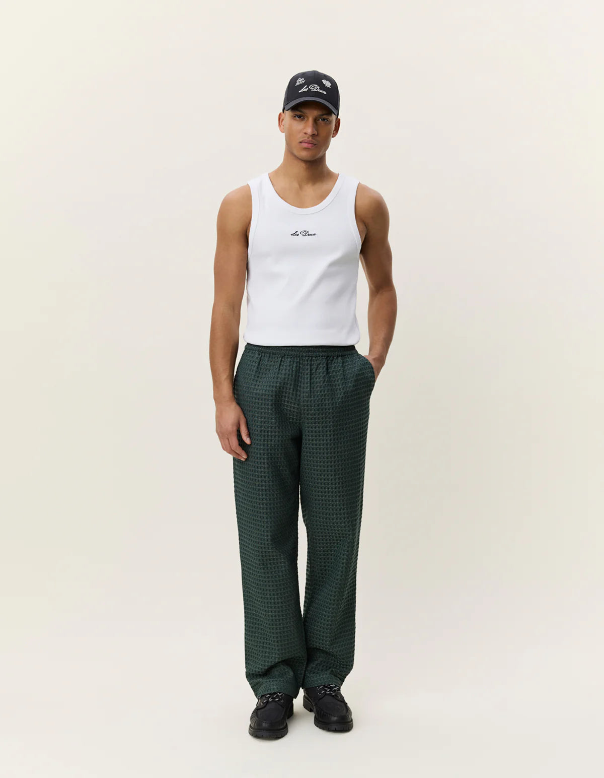 Check Seersucker Casual Pants