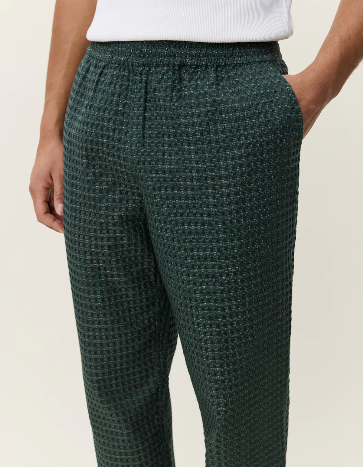 Check Seersucker Casual Pants