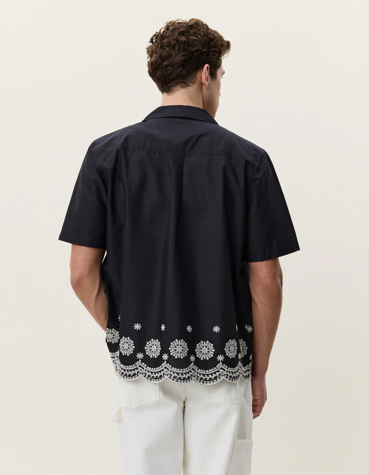 Les Deux - Border Embroidery Shirt Black