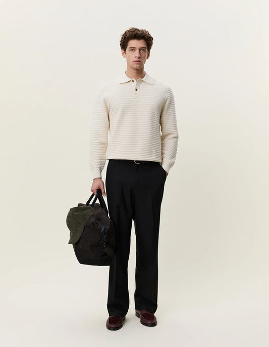 Check Structure Knitted LS Polo