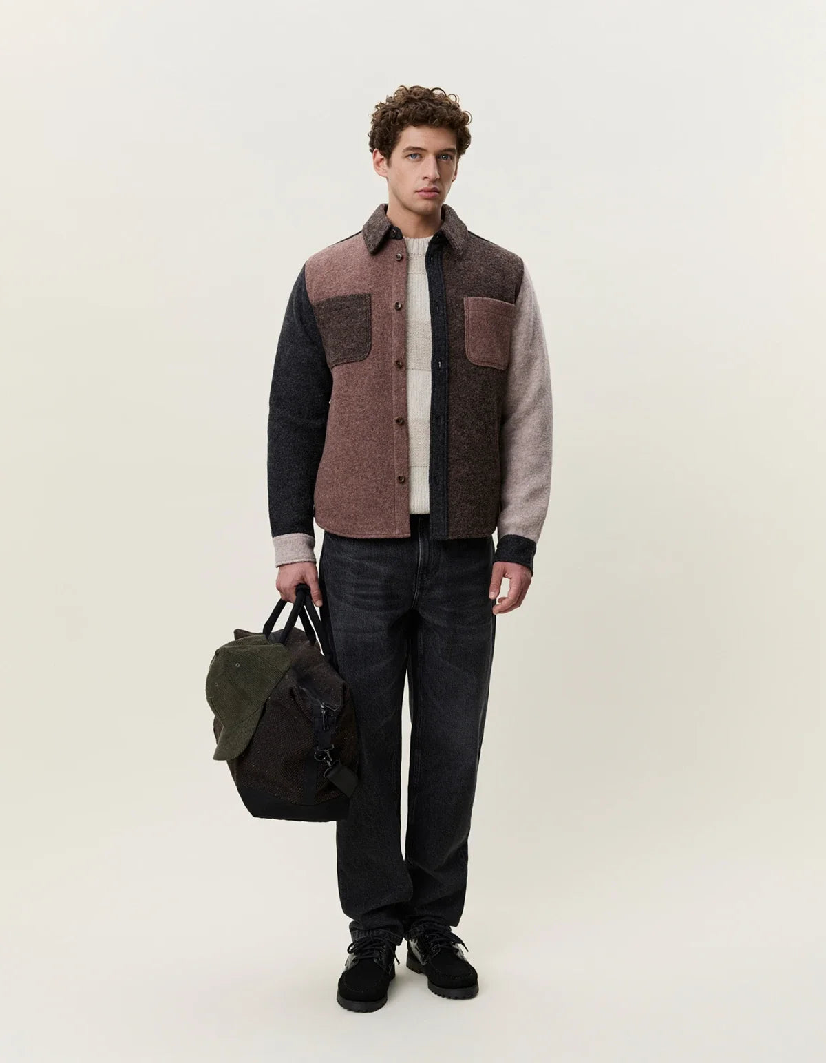 Wool Colourblock Overshirt