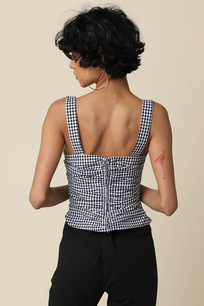 Cecilia Gingham Ruched Cami Top