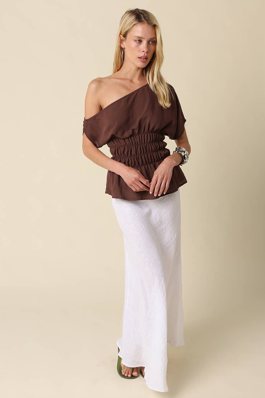 Selena One Shoulder Smocked Top