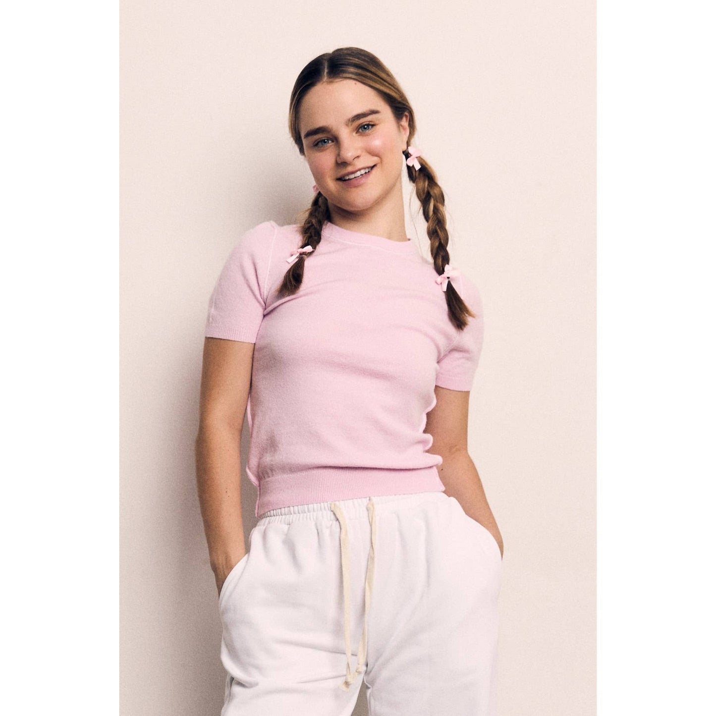 Contrast Fine-yarn Sweater Top