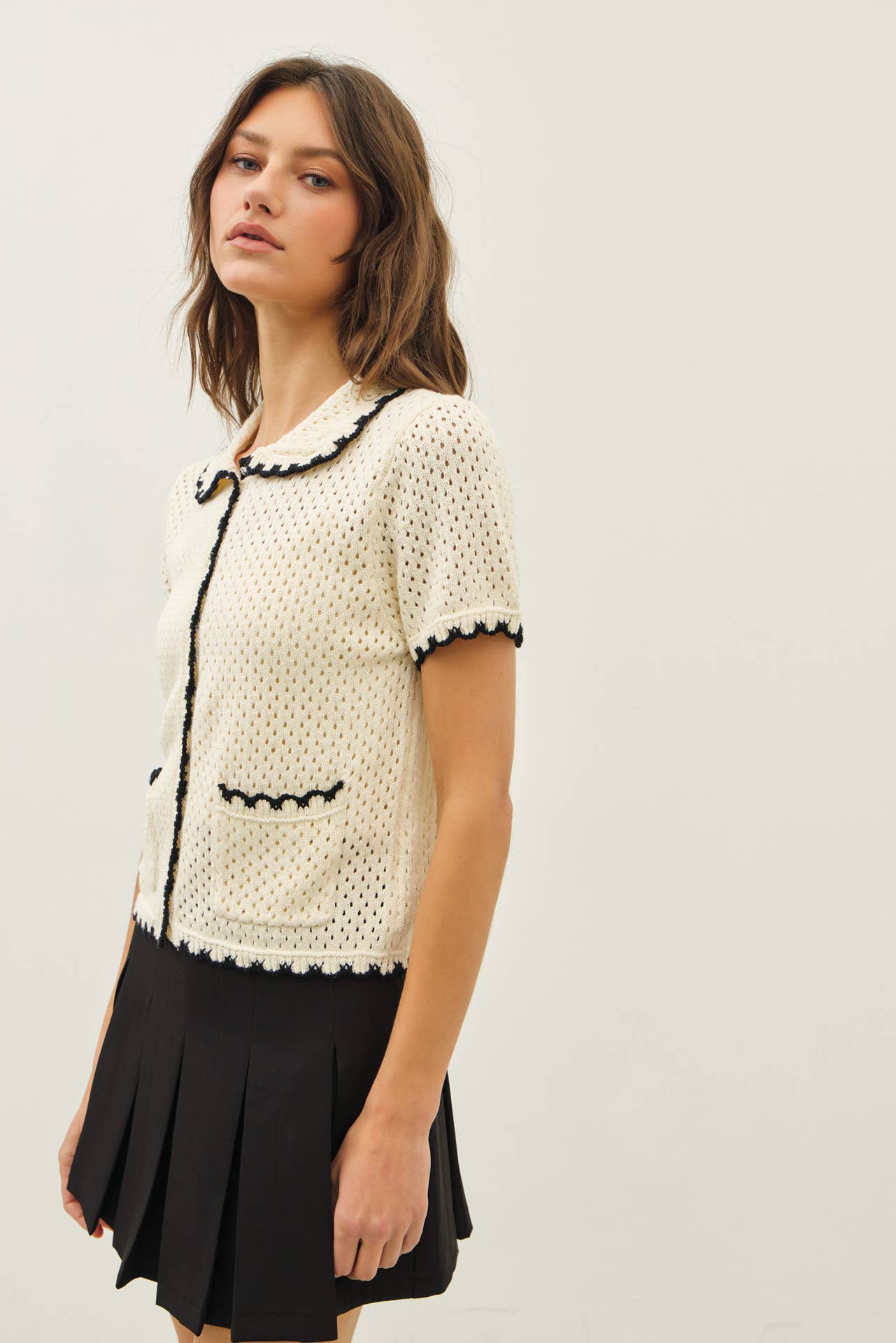 Scallop Button-Down Sweater