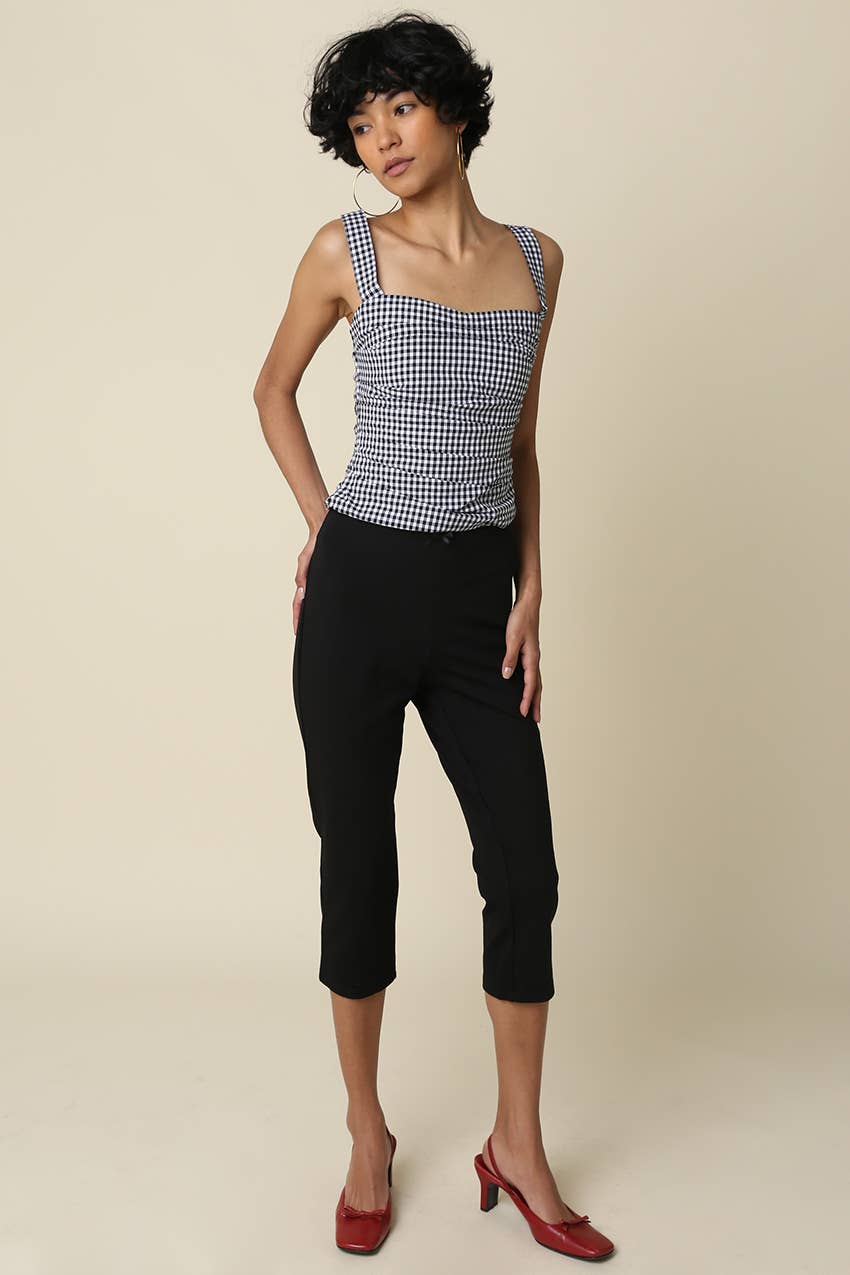 Cecilia Gingham Ruched Cami Top
