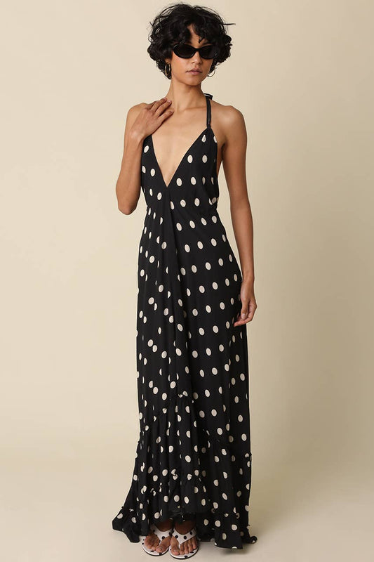 Charly Polka Dot Halter Maxi Dress