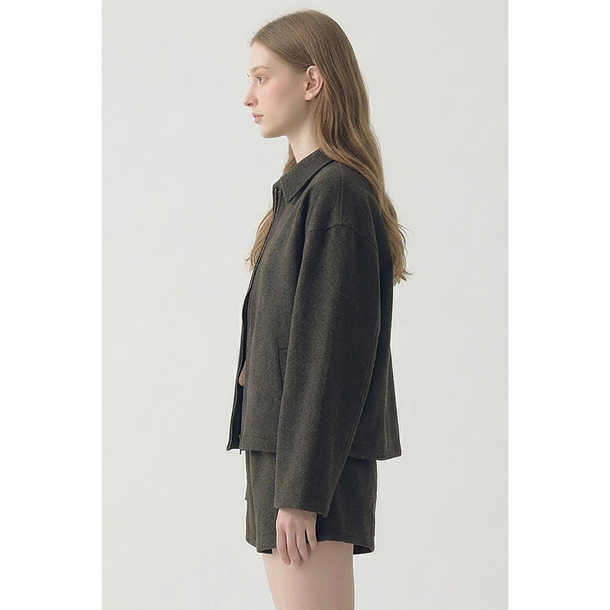 Front Zip Wool Jacket