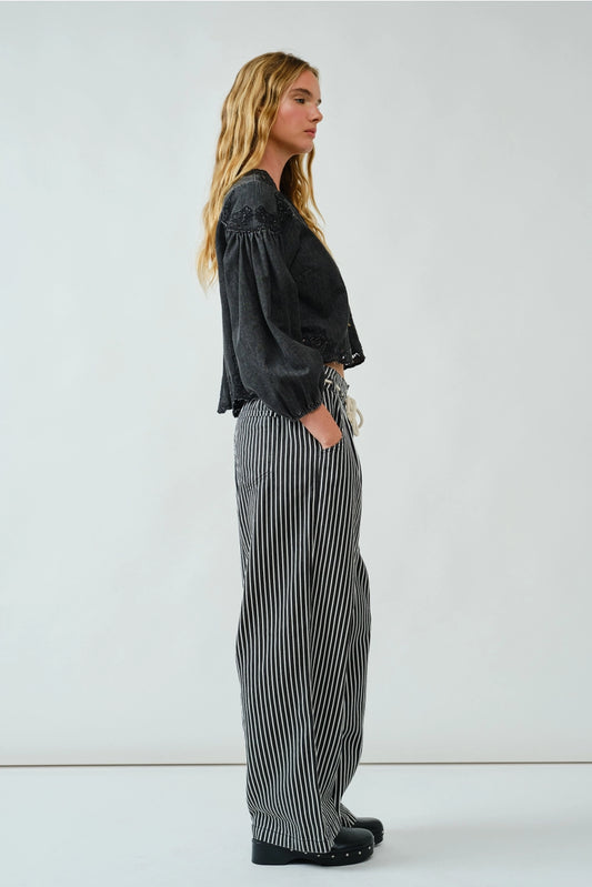 Madison Twill Wide-Leg Pants