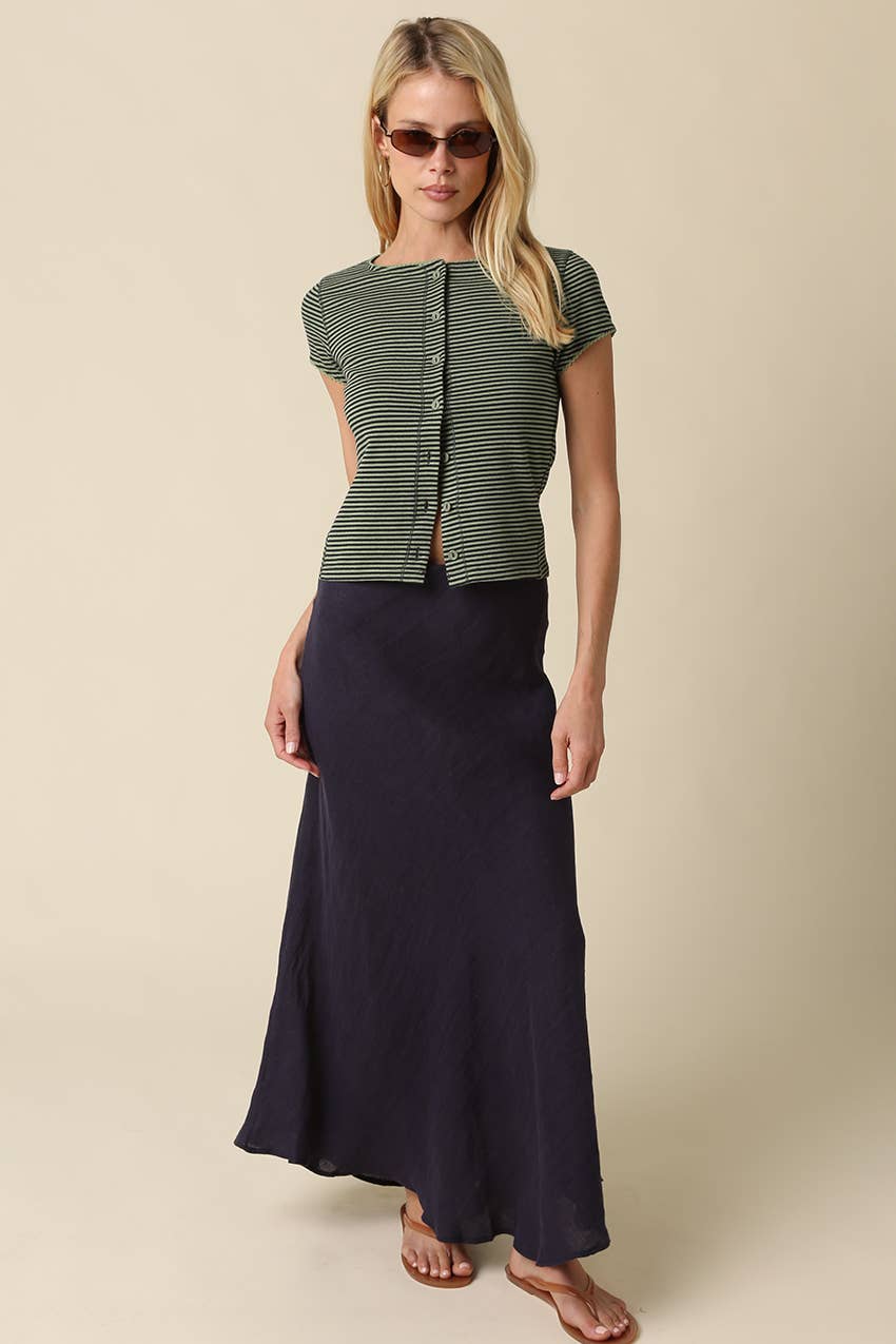 Tahni Striped Button-Front Top