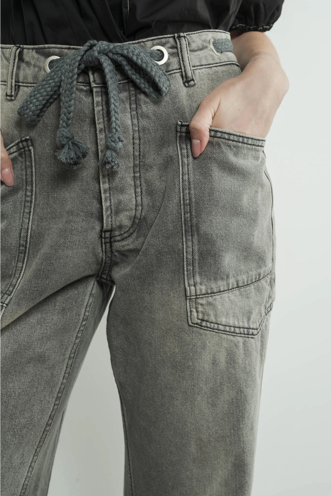 Hanna Eyelet Barrel Pants
