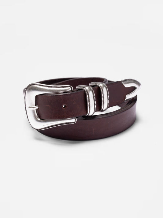 Nudie Jeans Co - Western Silver Belt Dark Brown