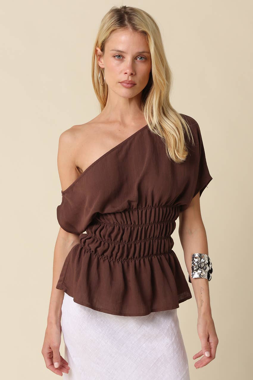 Selena One Shoulder Smocked Top