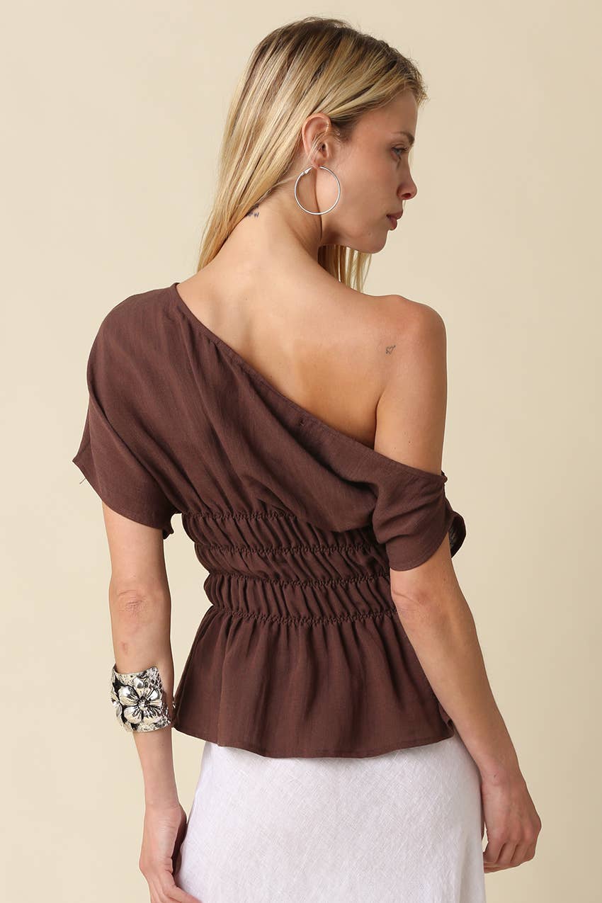 Selena One Shoulder Smocked Top