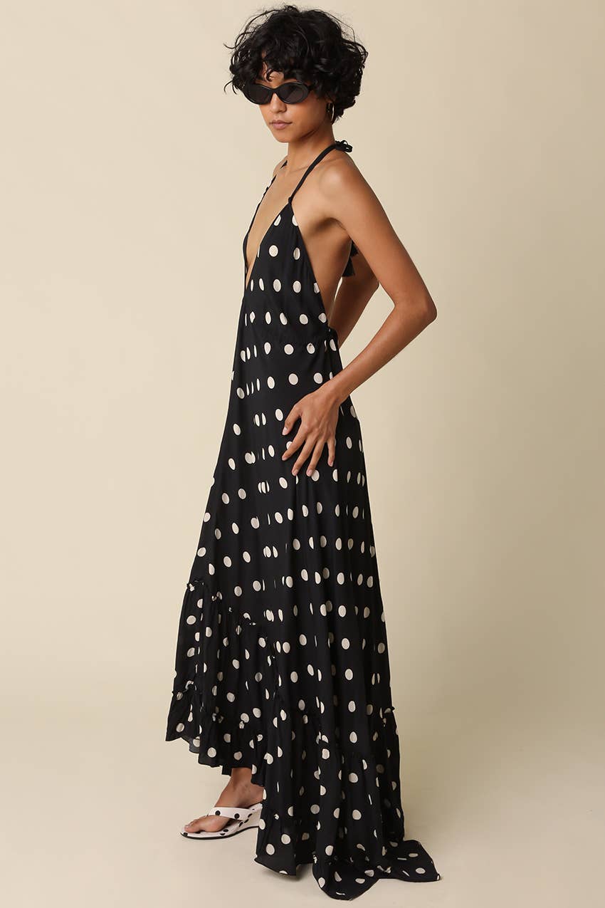 Charly Polka Dot Halter Maxi Dress