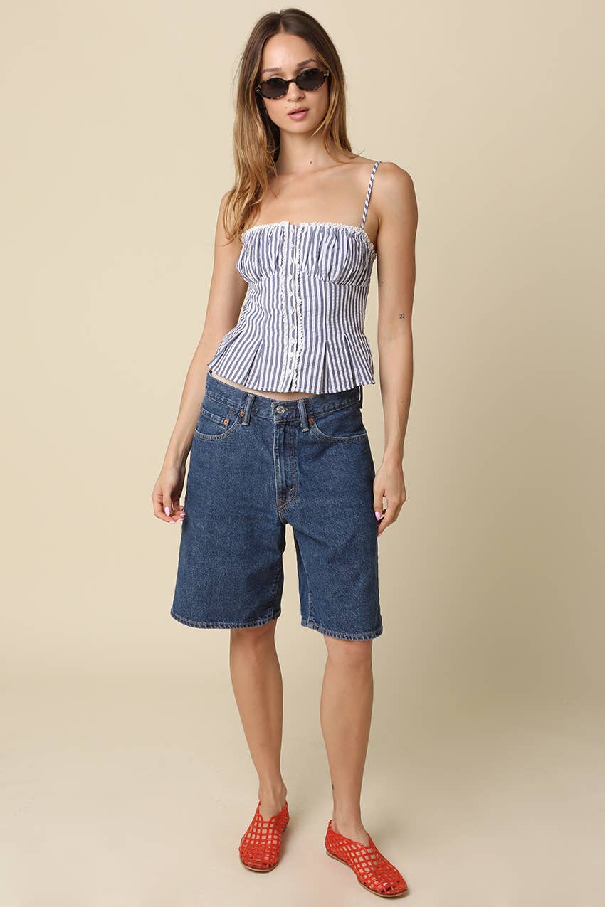 Taryn Pinstripe Peplum Cami Top
