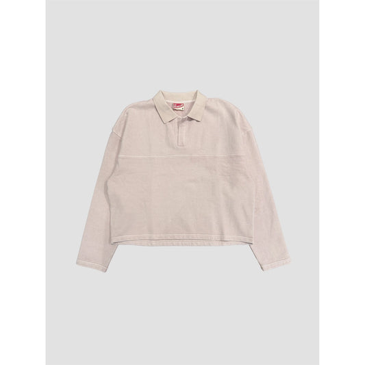Acid Wash Rugby Style Collared Sweatshirt