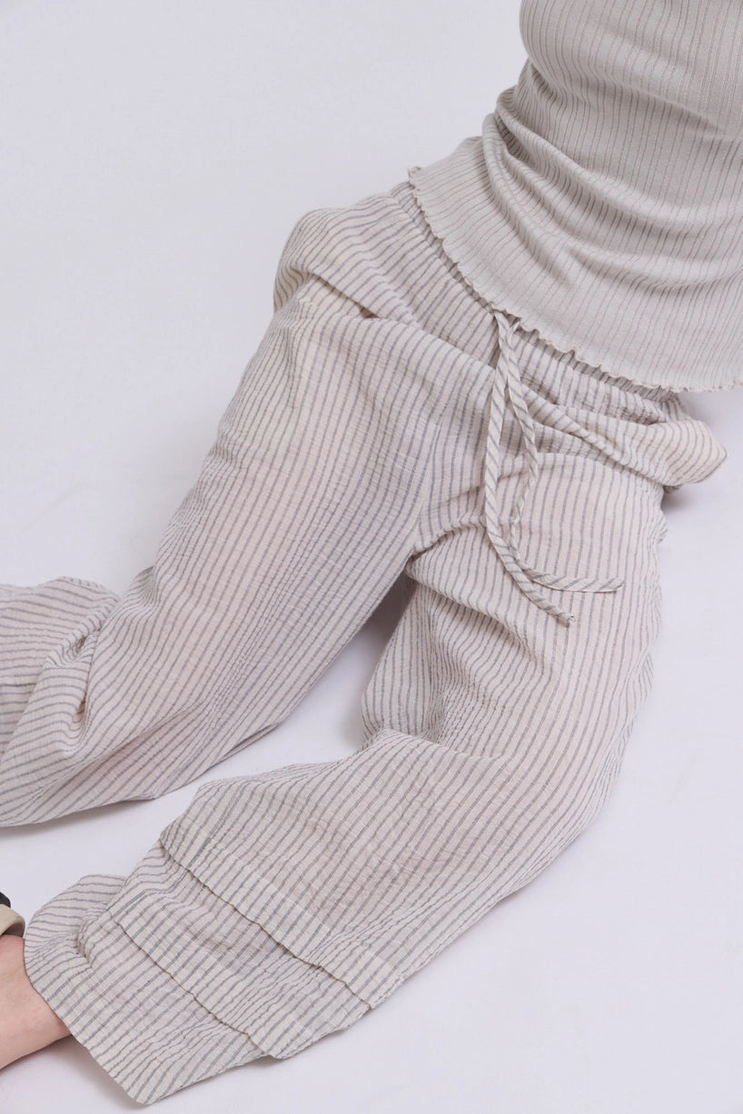 Striped Drawstring Waistband Pants