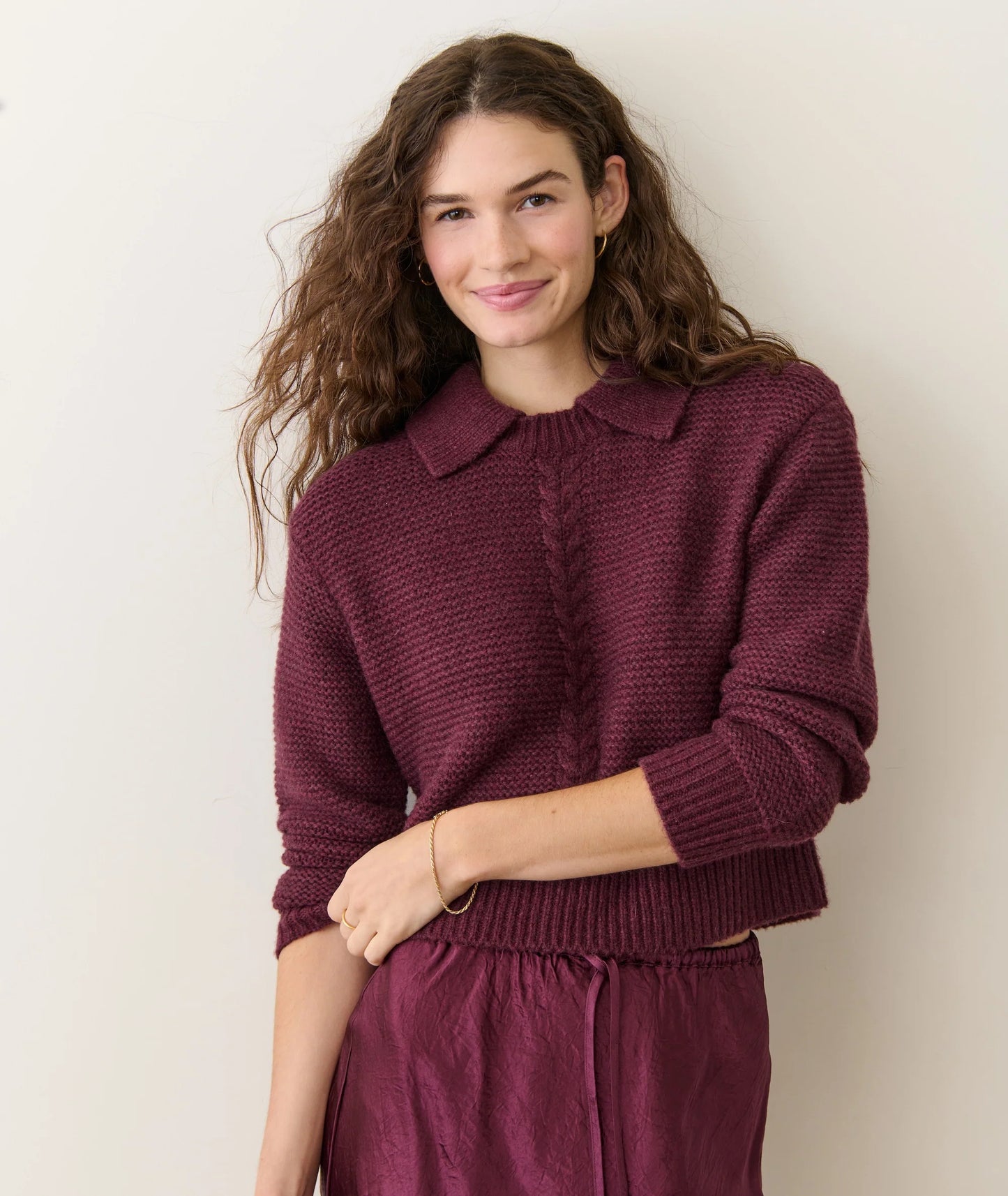 Marine Layer - Everly Cable Knit Polo Sweater
