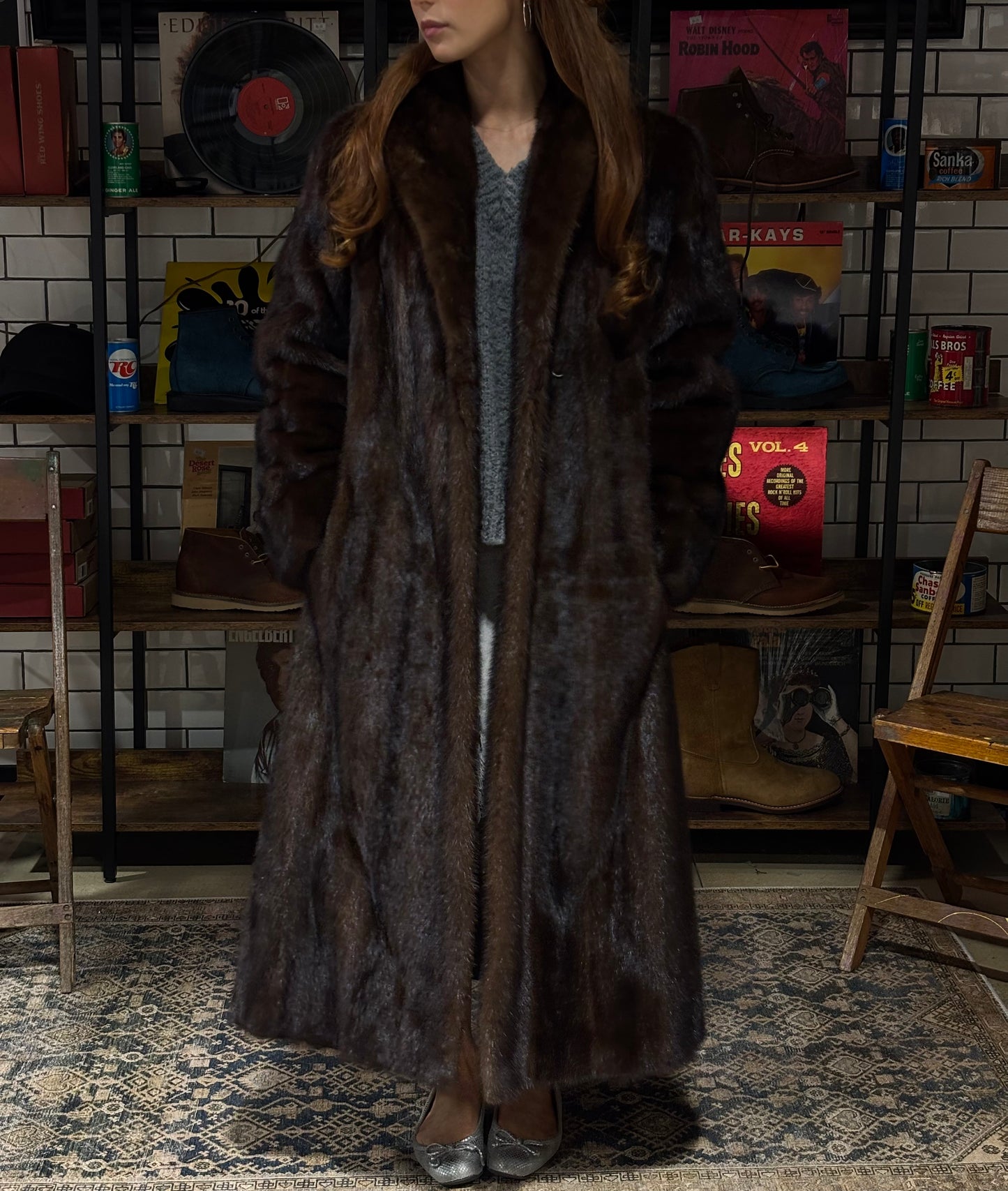 WG Vintage Floor-length Mahogony Mink Coat