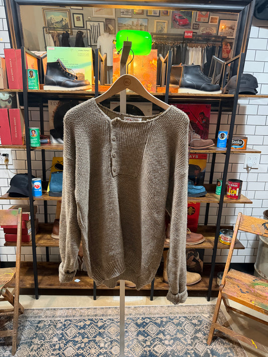 Vintage Orvis Asymmetrical Bib Wool Henley Sweater