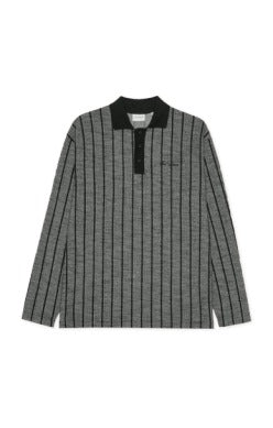 Les Deux — Pinstriped Jacquard LS Polo