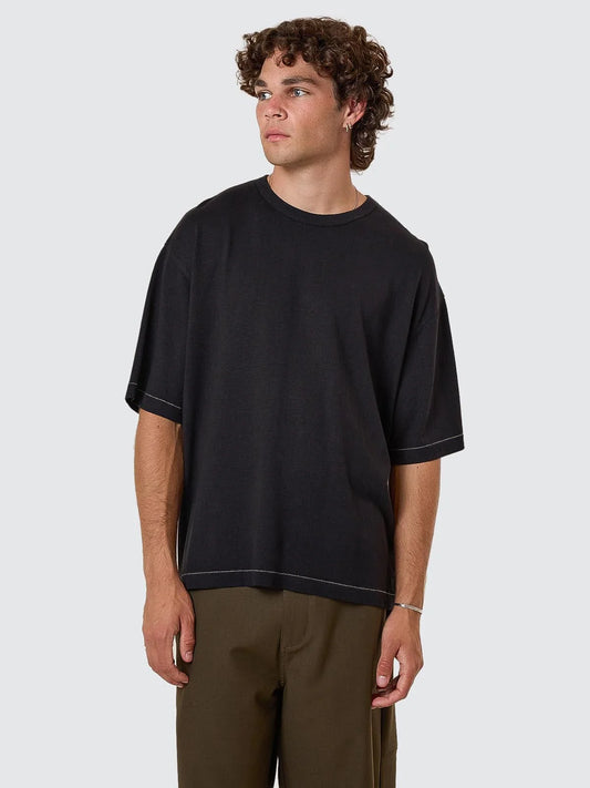 Thrills - Hemp Embro Contrast Stitch Boxy Crop Tee