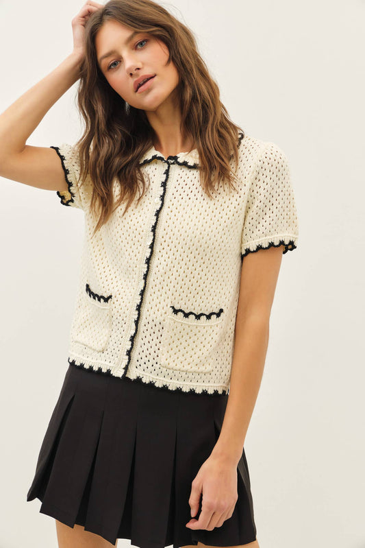 Scallop Button-Down Sweater