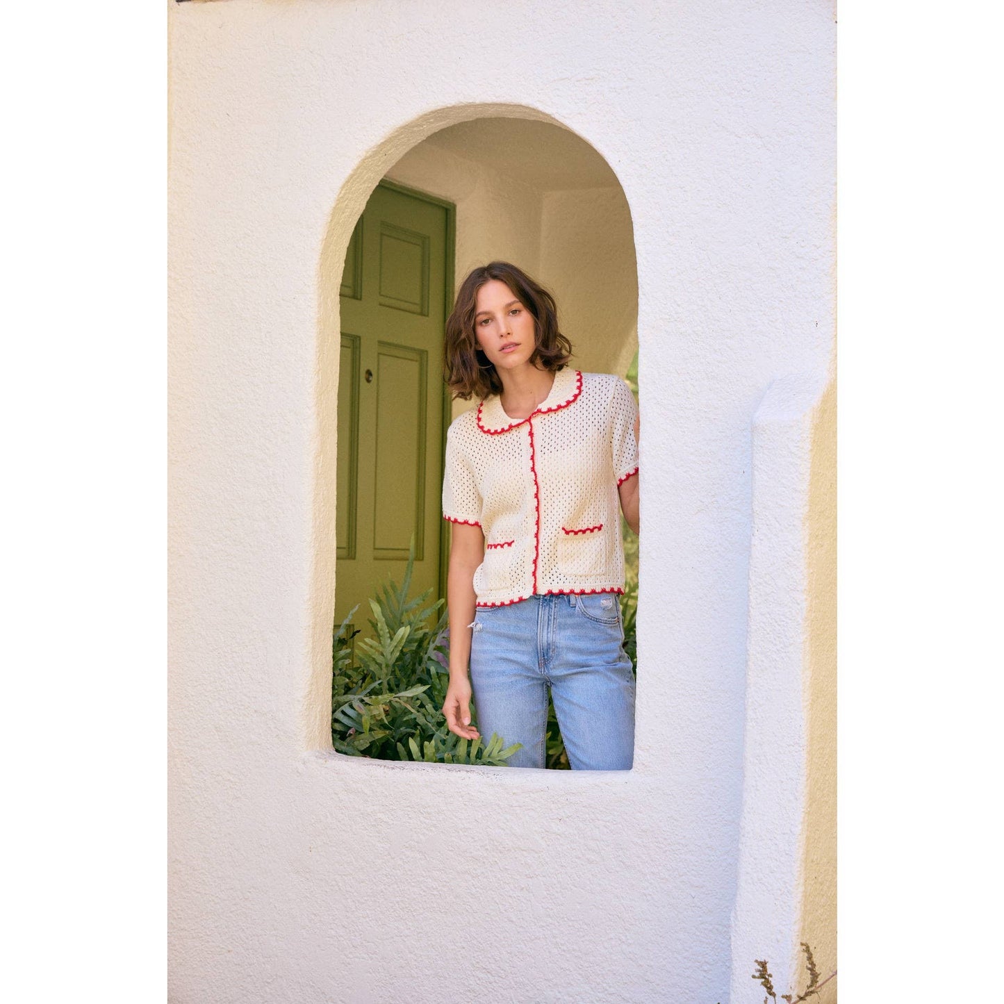Scallop Button-Down Sweater