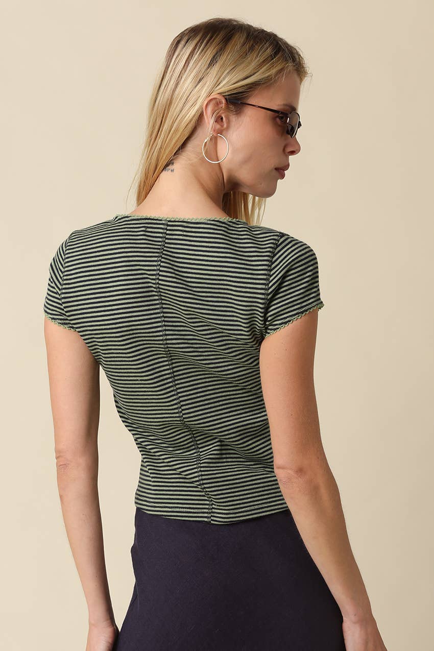Tahni Striped Button-Front Top