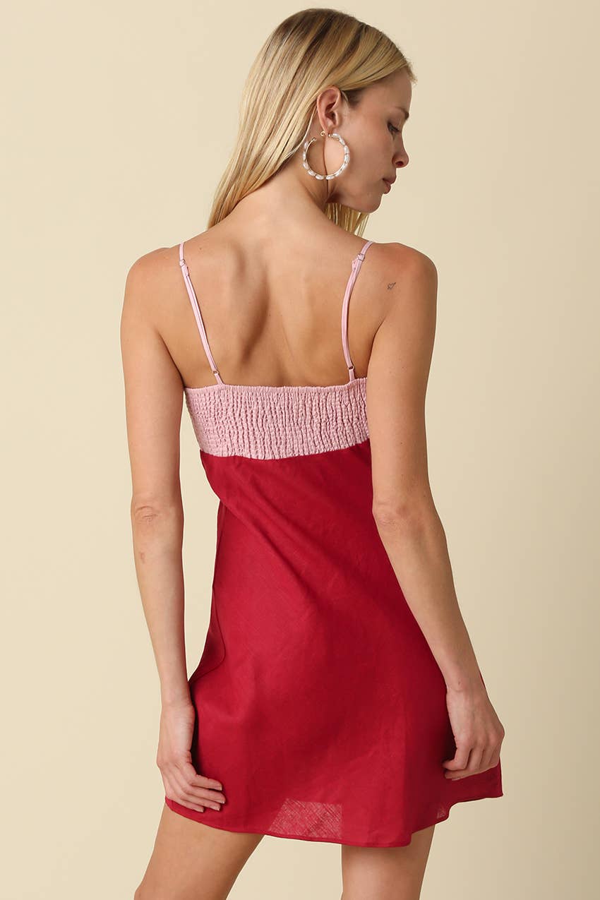 Noir Contrast Linen Mini Dress
