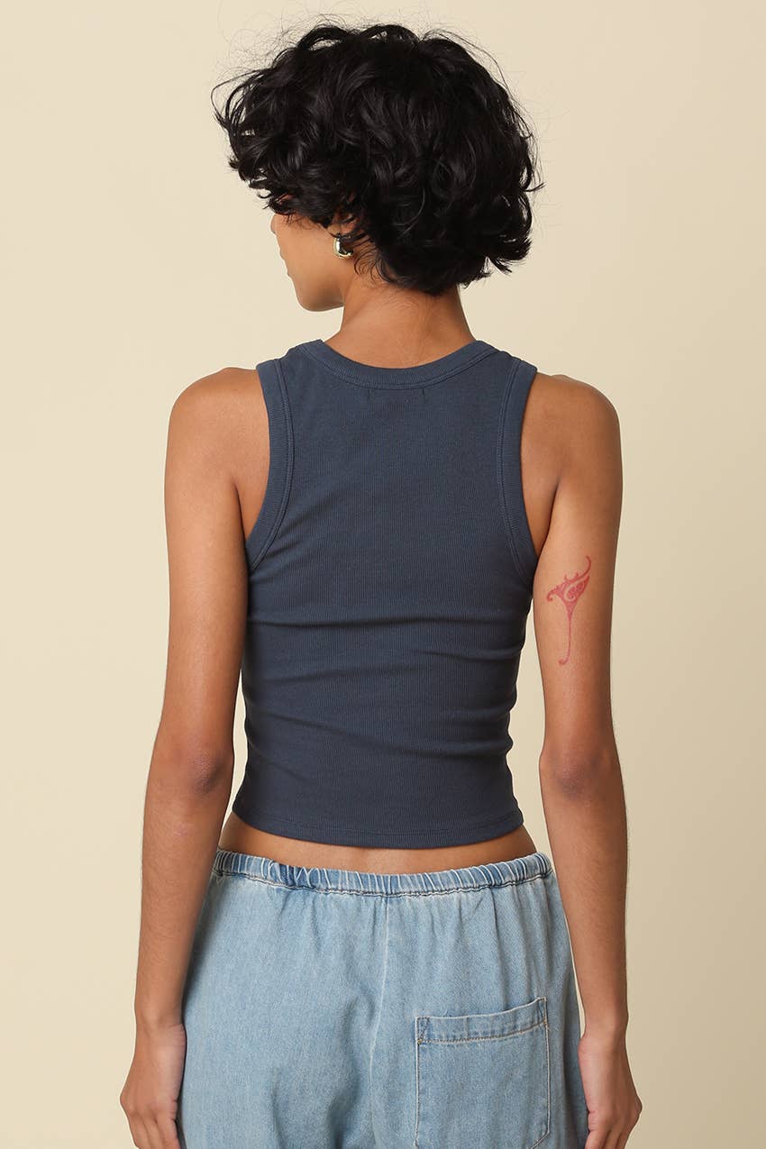 Jane Ribbed Scoop Neck Crop Tank