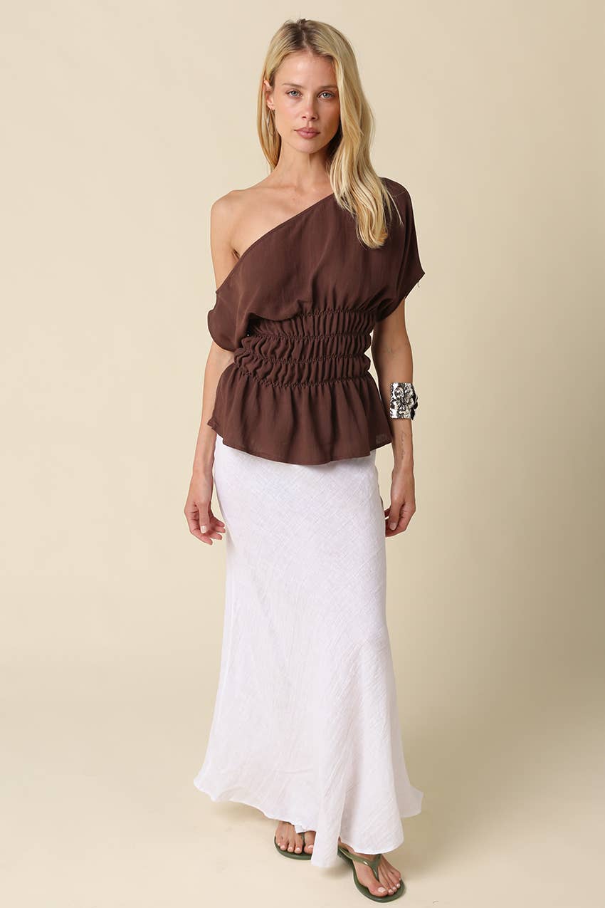Selena One Shoulder Smocked Top