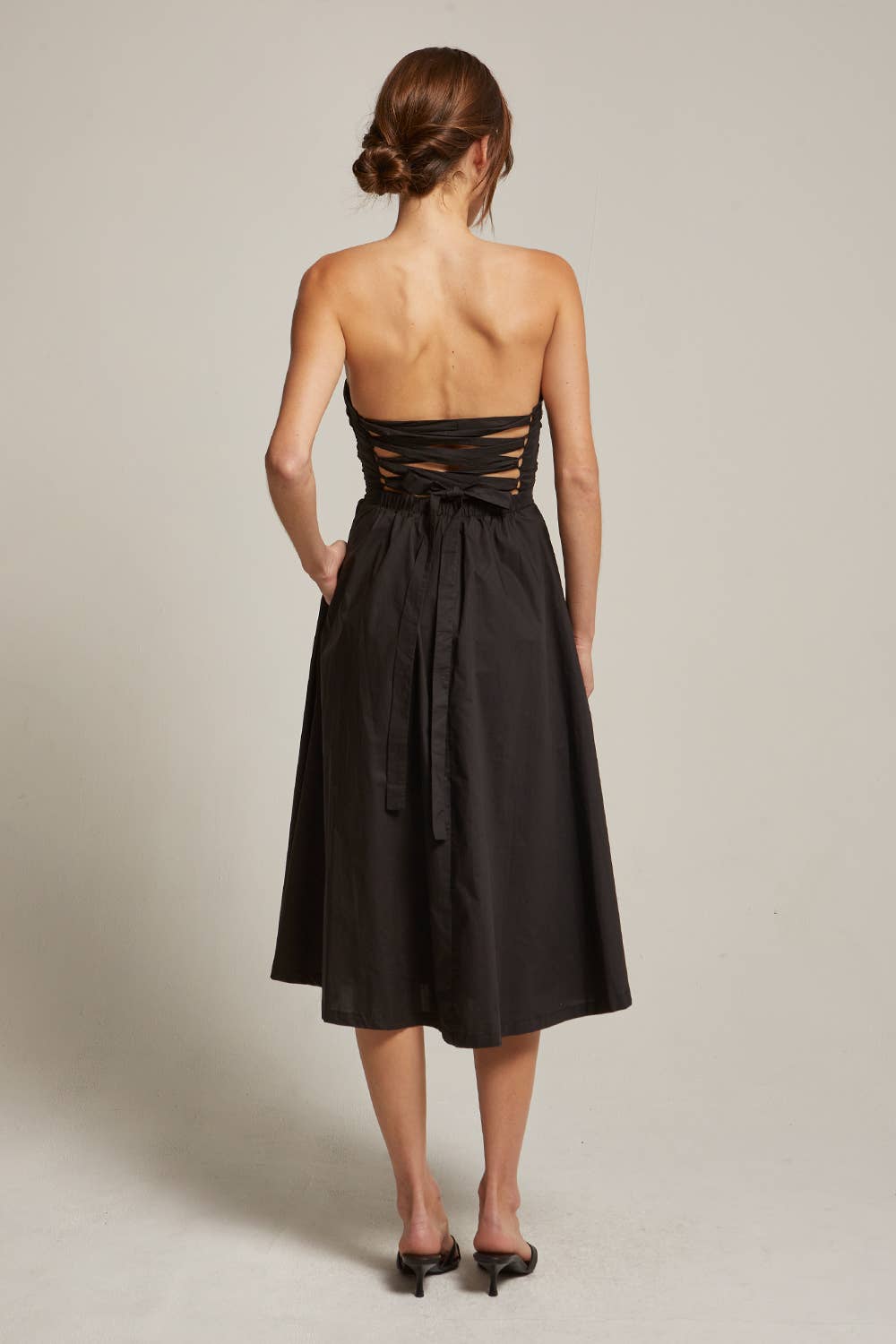 Kate Fit And Flare Back Tie Midi Dress